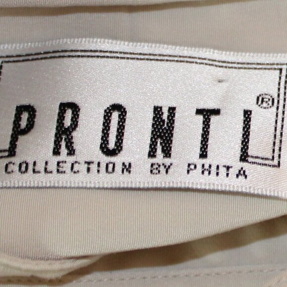Pronti Collection by Phita Tan, Cream Long Sleeve Dress Shirt Size M - Picture 9 of 10